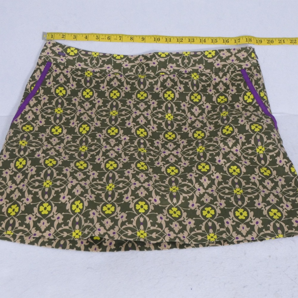 Lizgolf Womens Skort 14 Green Purple Damask Active Golfcore Country Club Retro